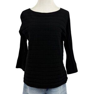 Saks Fifth‎ Avenue Sweater Women's S/P Cashmere Long Sleeve Wide Ribbed Black